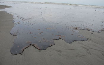 Oil on the sands of a beach.